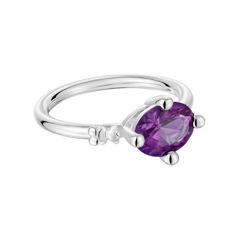 TOUS - Anillo pequeño de plata y zafiro lila creado en laboratorio Tous Color Lab