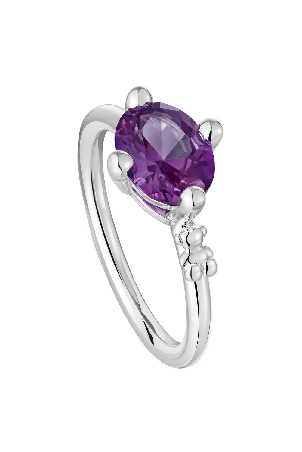 TOUS - Anillo pequeño de plata y zafiro lila creado en laboratorio Tous Color Lab