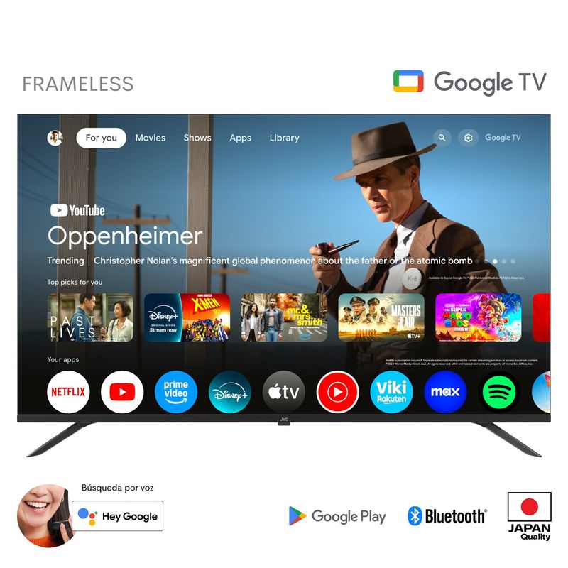 JVC - Televisor LED JVC 50 Pulgadas Frameless Multituner 4K UHD HDR  Google TV OS