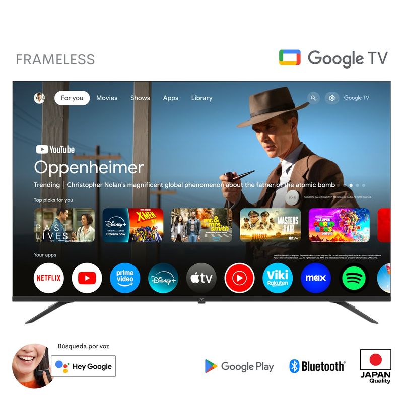 JVC - Televisor LED JVC 58 pulgadas Frameless Multituner 4K UHD HDR  Google TV OS