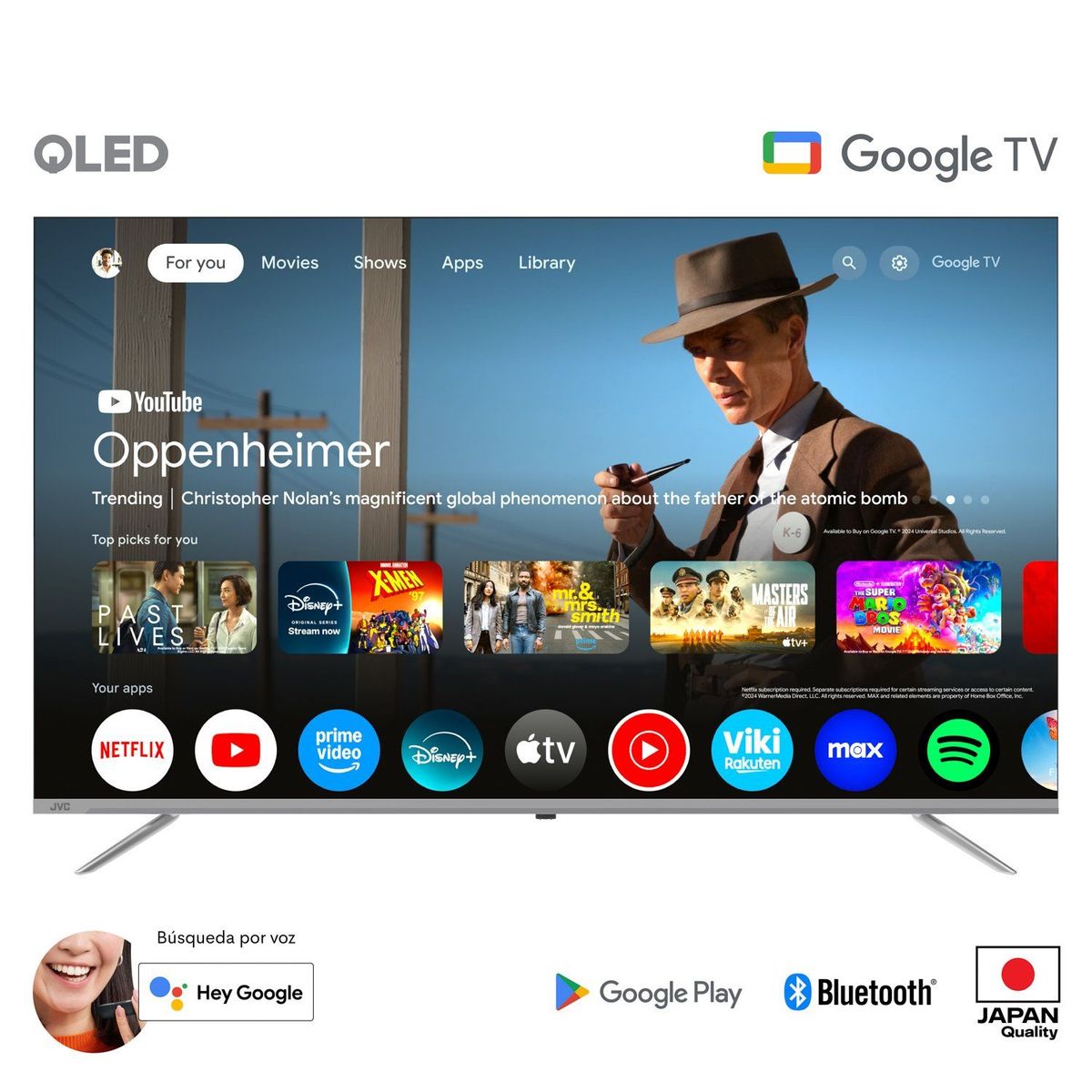 JVC - Televisor QLED JVC 58 pulgadas Frameless Multituner QLED 4K UHD HDR  Google TV OS