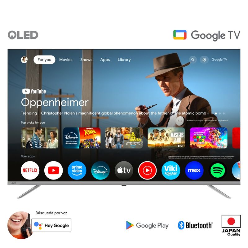 JVC - Televisor QLED JVC 58 pulgadas Frameless Multituner QLED 4K UHD HDR  Google TV OS