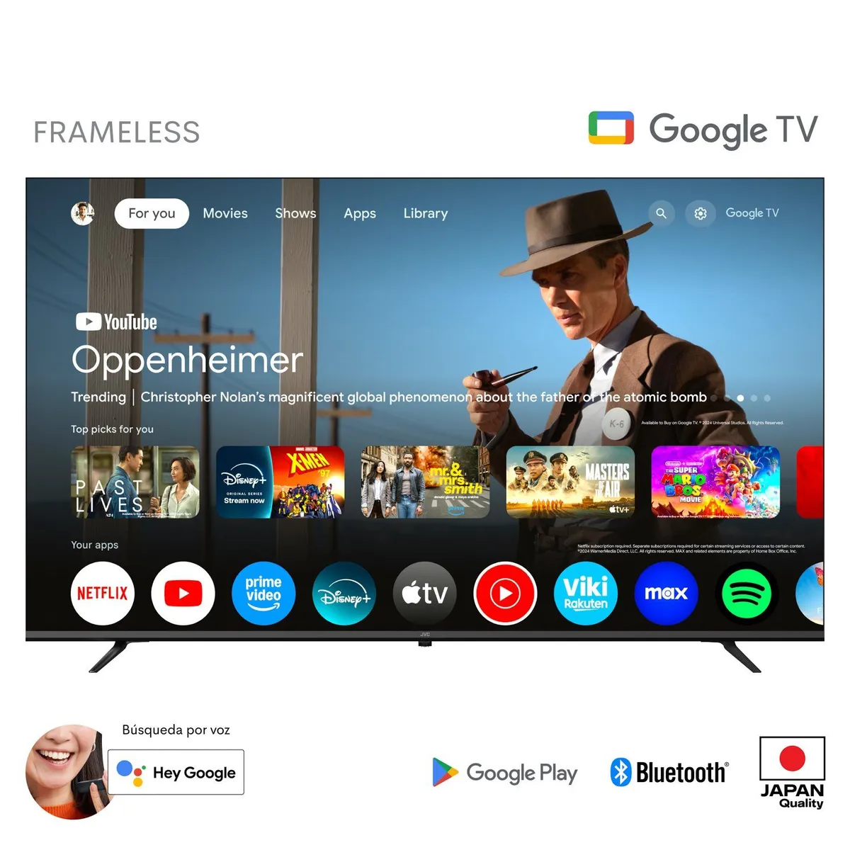 JVC - Televisor LED JVC 70 pulgadas Frameless Multituner 4K UHD HDR  Google TV OS