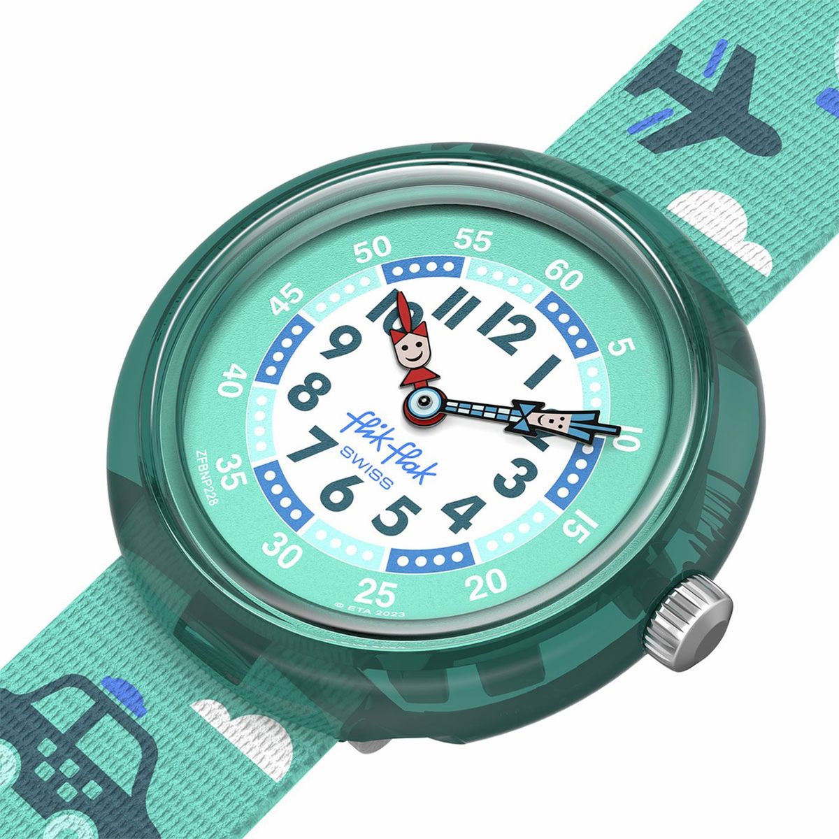 SWATCH - Reloj Flik Flak Niño TIME TO MOVE. Reloj Plástico Verde ZFBNP228