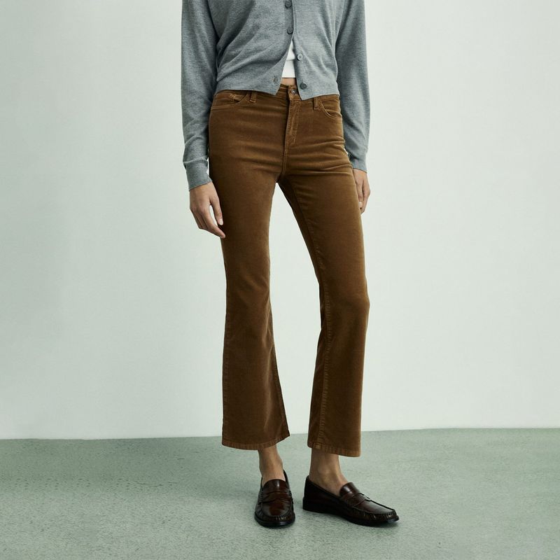 MANGO - Pantalón Flare Mujer Tiro alto MANGO