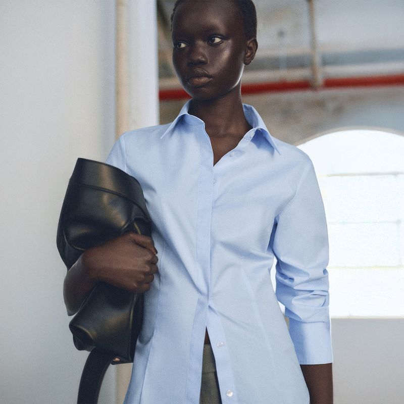 MANGO - Camisa Mujer Manga larga de Algodón MANGO