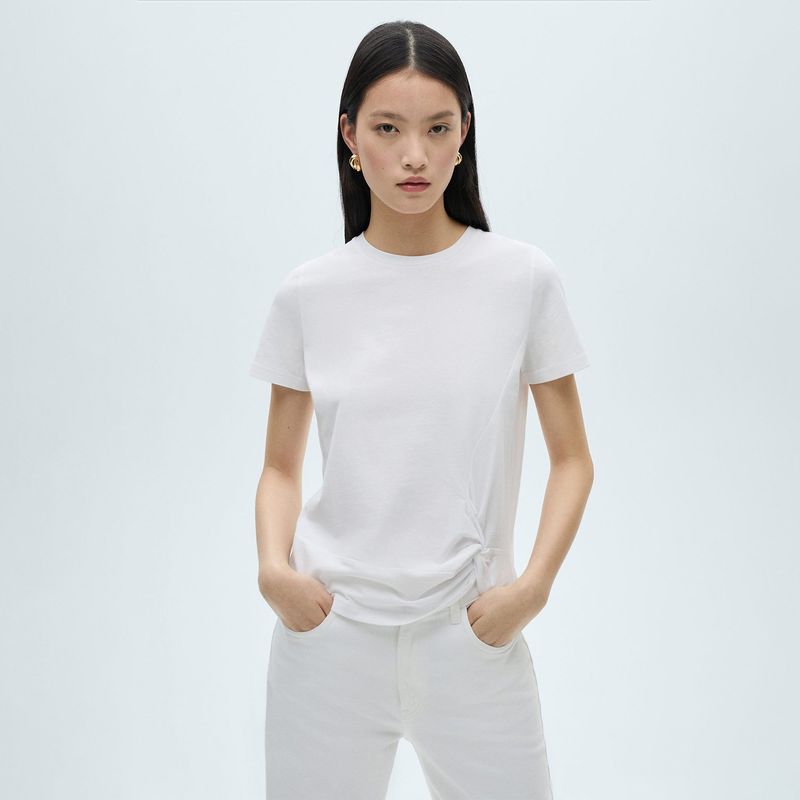 MANGO - Camiseta Mujer Manga corta de Algodón MANGO