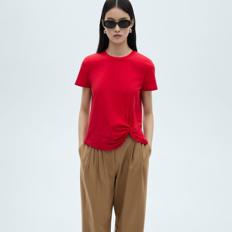 MANGO - Camiseta Mujer Manga corta de Algodón MANGO