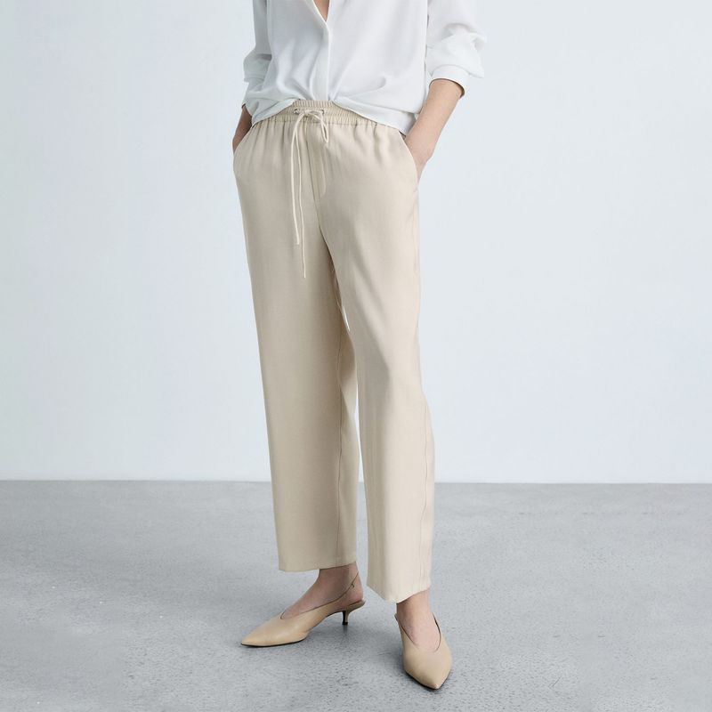 MANGO - Pantalón Recto Mujer Tiro medio MANGO