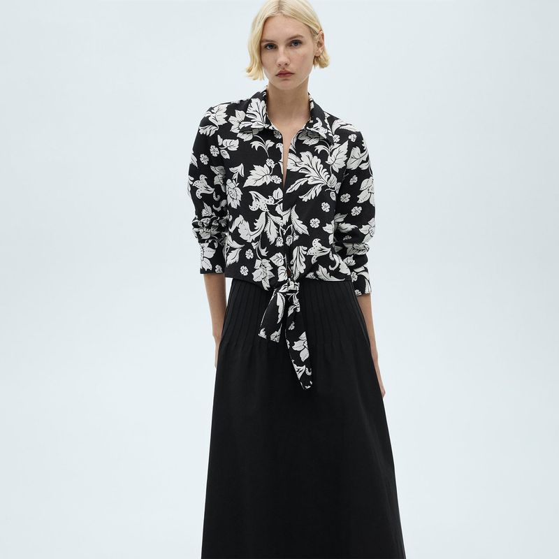 MANGO - Blusa Mujer con Estampado Manga larga MANGO
