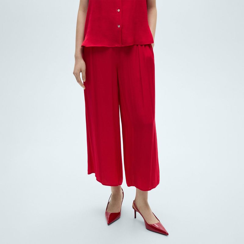 MANGO - Pantalón Palazzo Mujer Tiro alto MANGO