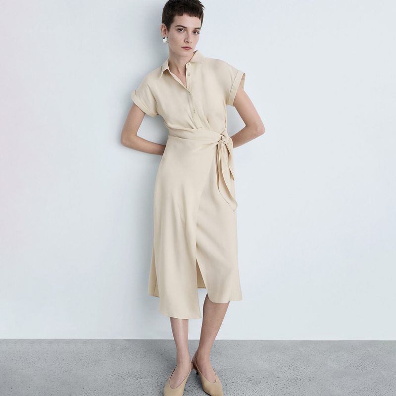 MANGO - Vestido Mujer Medio Anudada MANGO