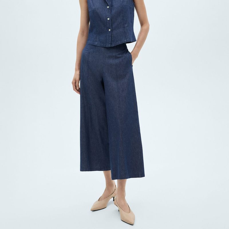 MANGO - Pantalón Culotte Mujer Tiro medio MANGO