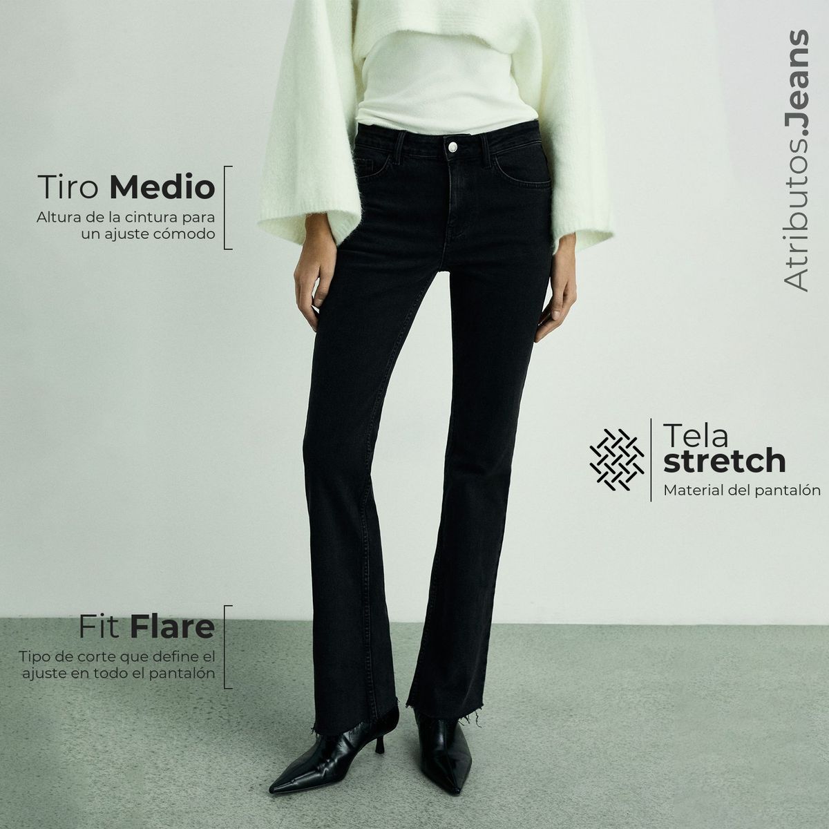 MANGO - Jean Flare Mujer Tiro medio MANGO