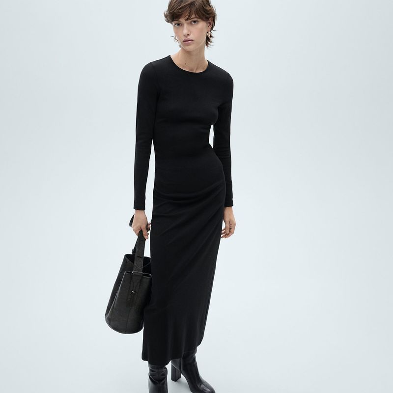 MANGO - Vestido Mujer Medio de Algodón MANGO