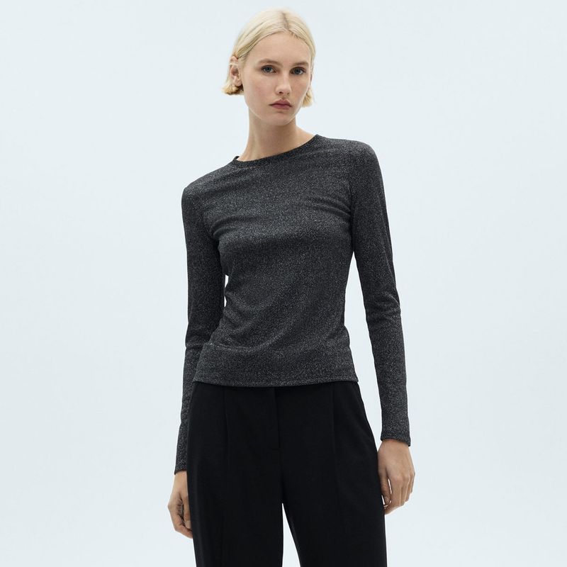 MANGO - Camiseta Mujer Tejido Manga larga MANGO