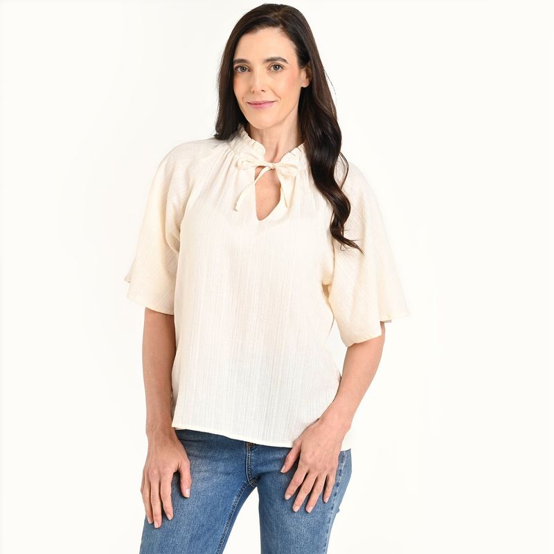 NEWPORT - Blusa Mujer Manga corta globo de Algodón Newport