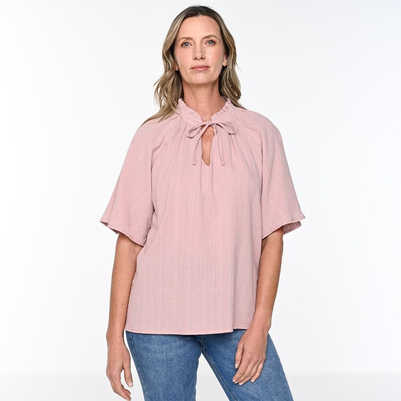NEWPORT - Blusa Mujer Manga corta globo de Algodón Newport