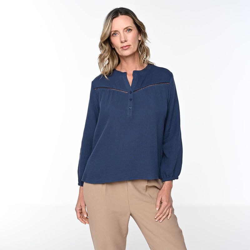 NEWPORT - Camisa Mujer Manga larga de Algodón Newport