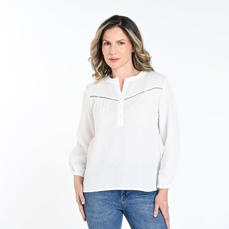 NEWPORT - Camisa Mujer Manga larga de Algodón Newport