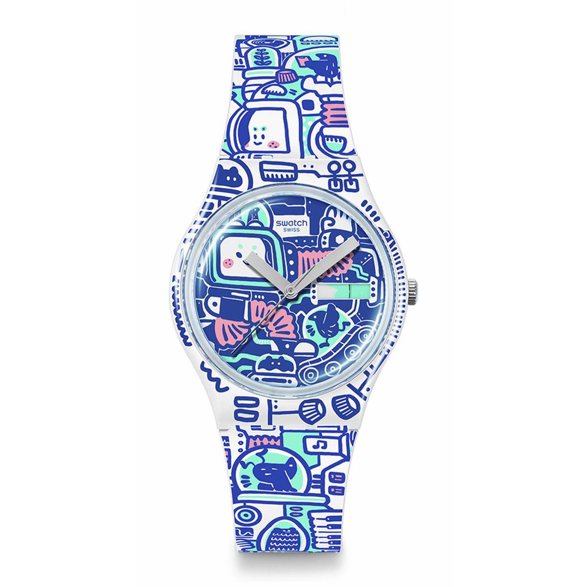 SWATCH - Reloj Swatch Unisex B-BOT. Reloj Silicona Blanco SO28Z702