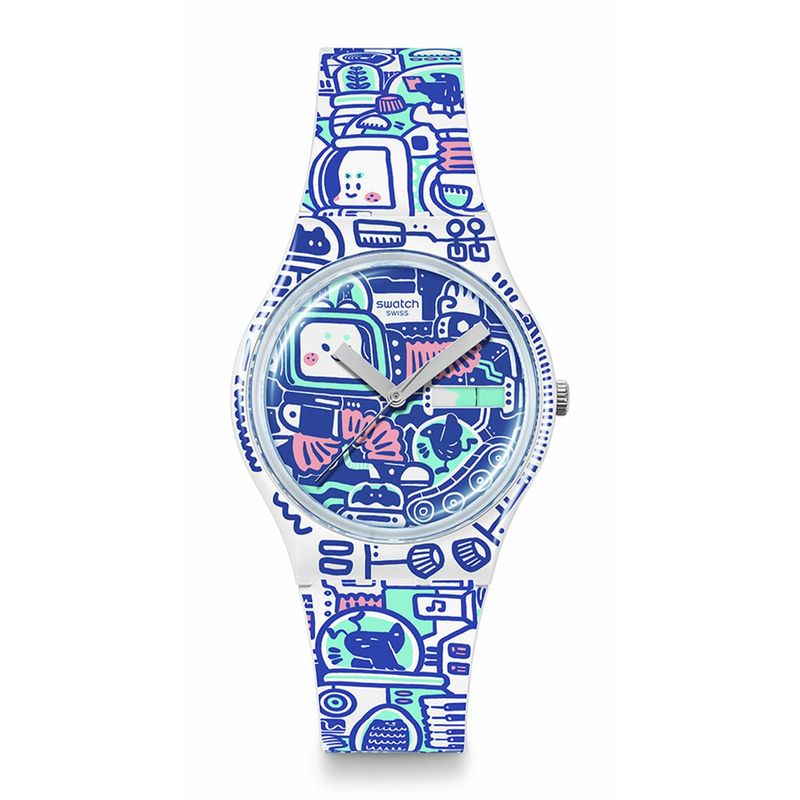 SWATCH - Reloj Swatch Unisex B-BOT. Reloj Silicona Blanco SO28Z702