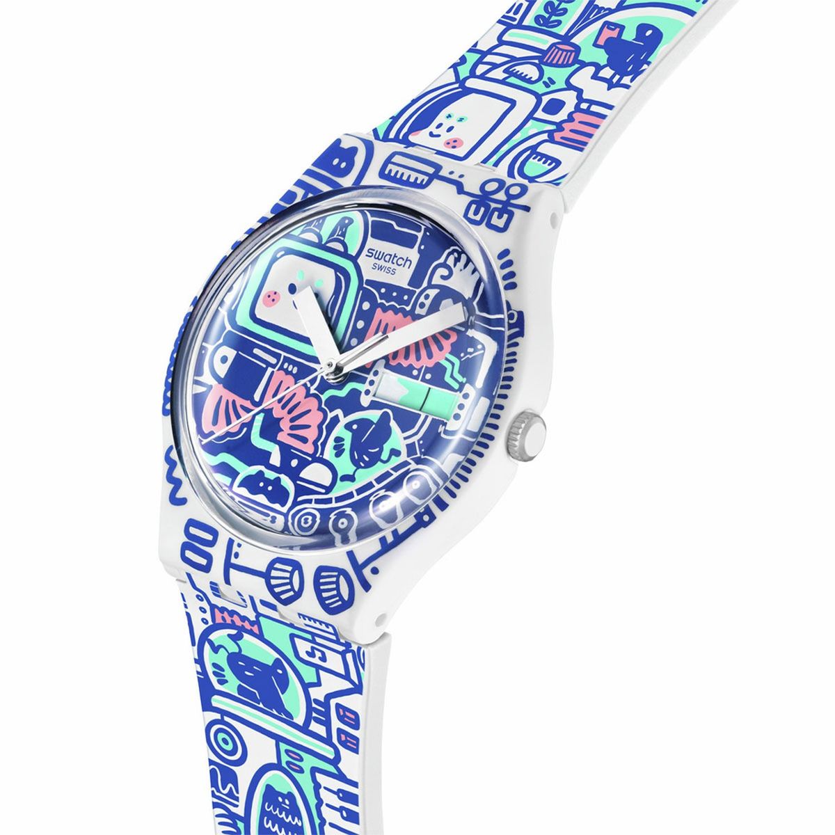 SWATCH - Reloj Swatch Unisex B-BOT. Reloj Silicona Blanco SO28Z702