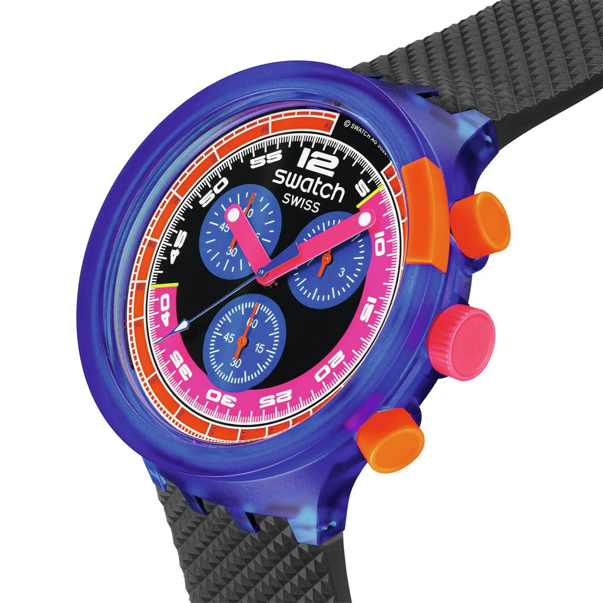 SWATCH - Reloj Swatch Unisex NEON PARTY TO THE MAX. Reloj Plástico Negro SB06N102