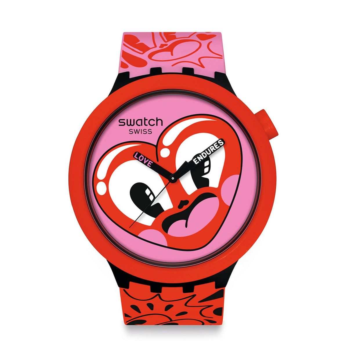 SWATCH - Reloj Swatch Unisex HATTIE'S HEART. Reloj Silicona Rojo SB05Z103