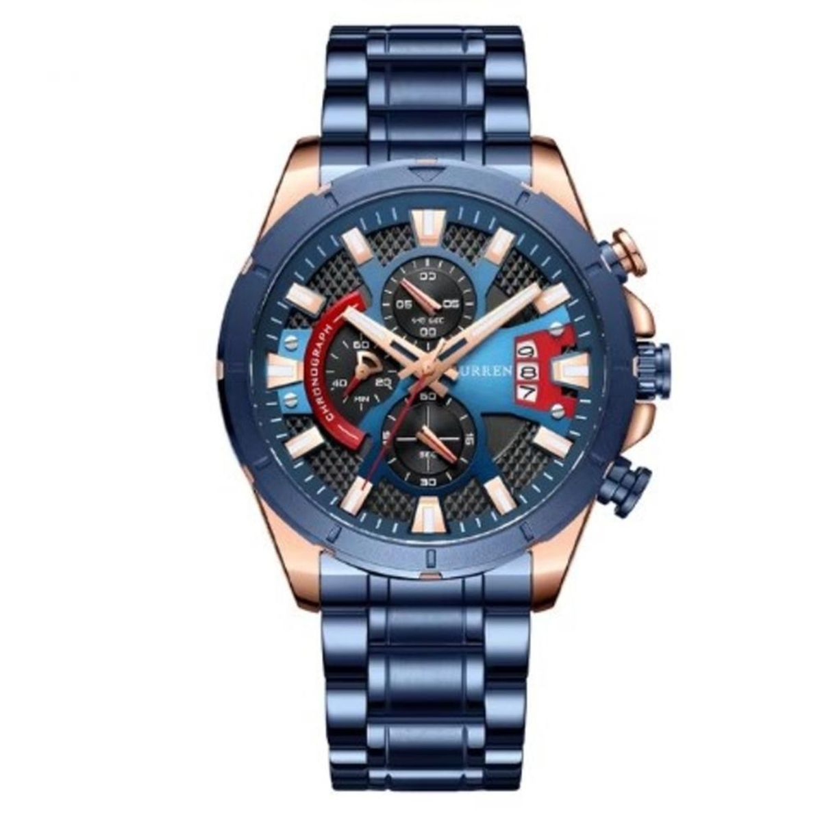 CURREN - Reloj Curren Hombre 8401 . Reloj Acero Inoxidable Azul