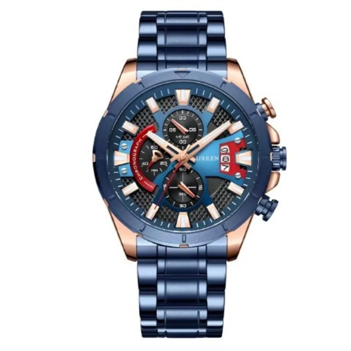 CURREN - Reloj Curren Hombre 8401 . Reloj Acero Inoxidable Azul