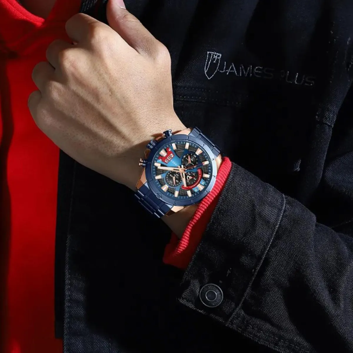 CURREN - Reloj Curren Hombre 8401 . Reloj Acero Inoxidable Azul