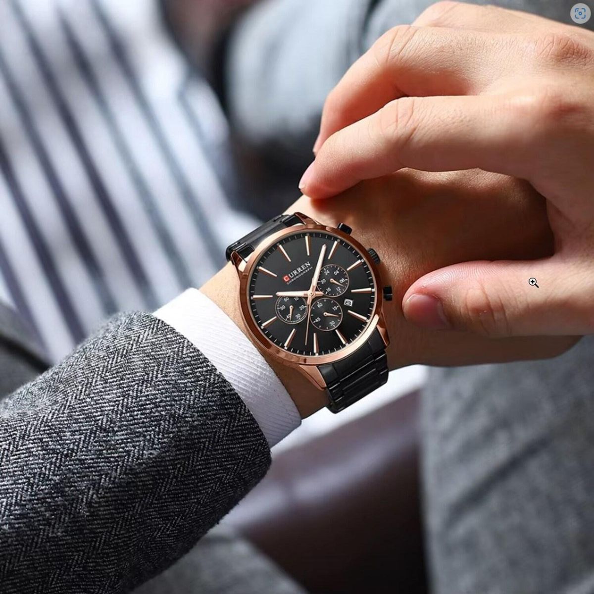 CURREN - Reloj Curren Hombre KREd7301 . Reloj Análogo Acero Inoxidable Negro