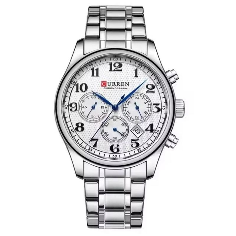 CURREN - Reloj Curren Hombre KREe2001 . Reloj Análogo Acero Inoxidable Plateado