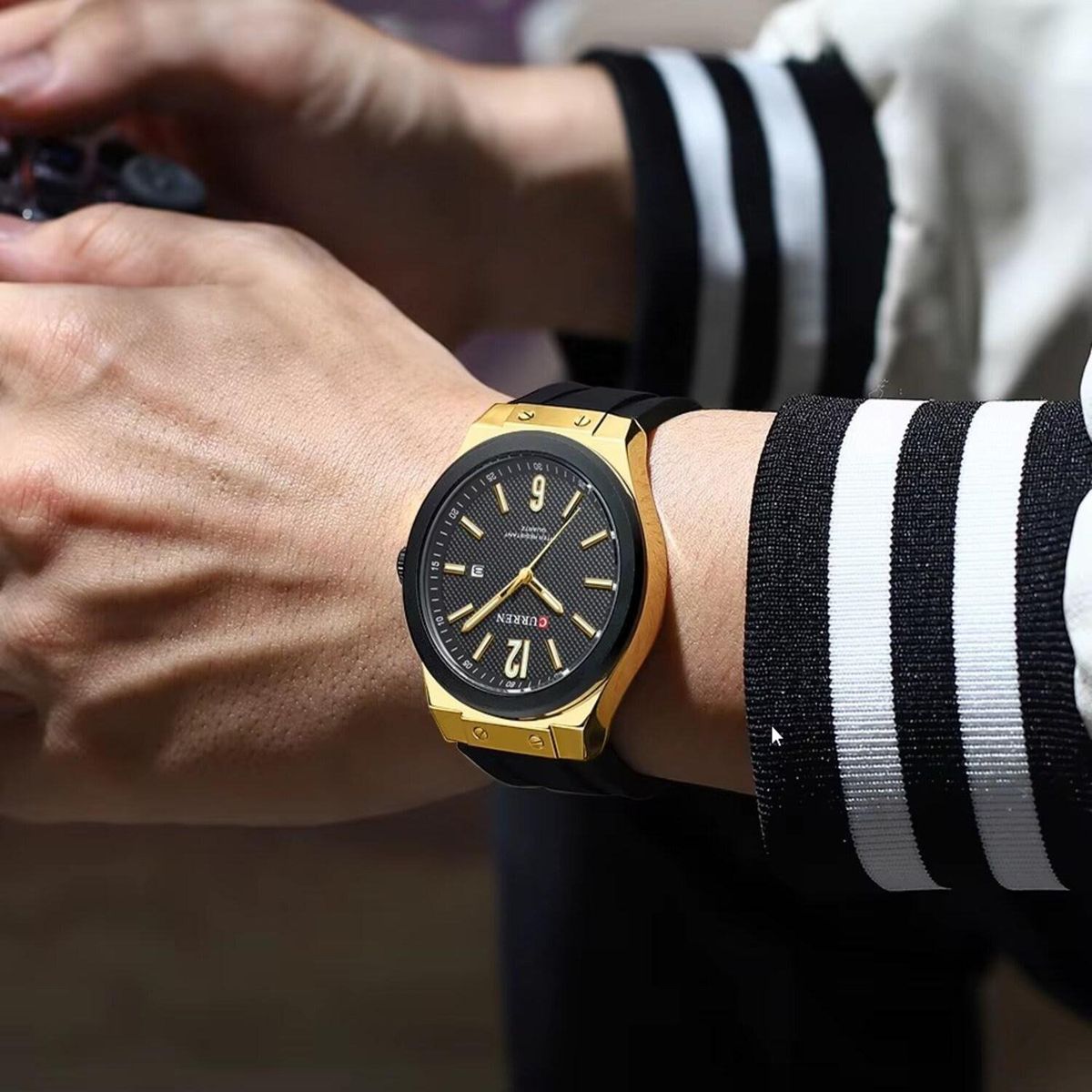 CURREN - Reloj Curren Hombre KREe1905 . Reloj Análogo Silicona Negro
