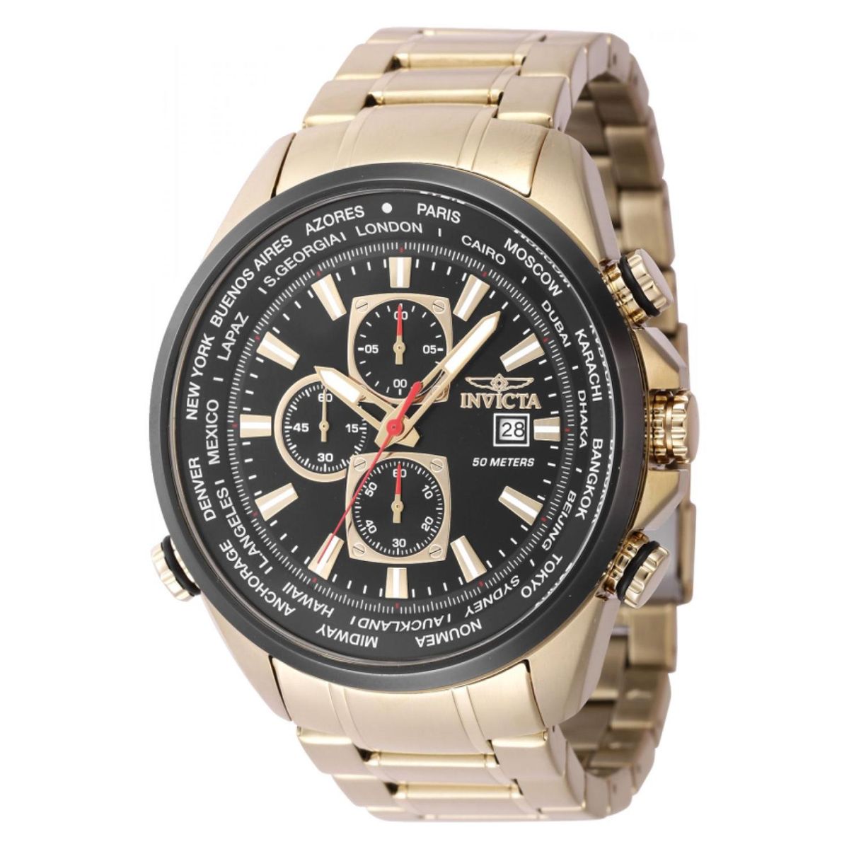 INVICTA - Reloj Invicta para Hombre Aviator . Reloj Análogo Acero inoxidable Dorado