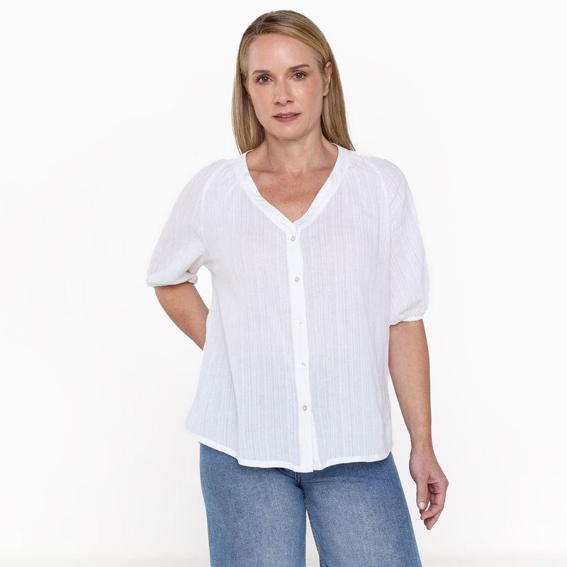 APOLOGY - Camisa Mujer Manga corta globo de Algodón Apology