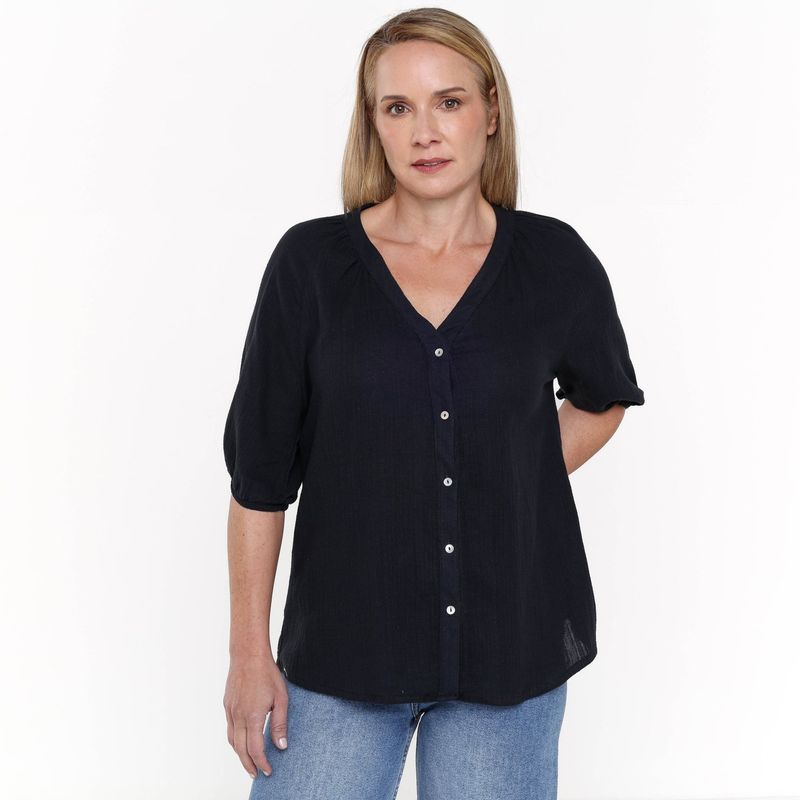 APOLOGY - Camisa Mujer Manga corta globo de Algodón Apology