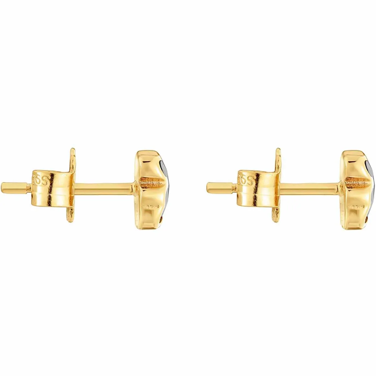 TOUS - Aretes oso con baño de oro 18 kt sobre plata y ónix 6 mm Icon Color