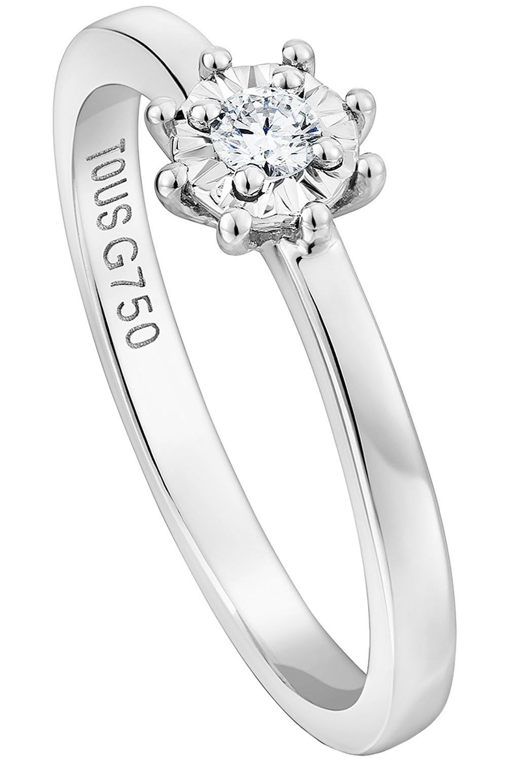 TOUS - Anillo Les Classiques rosetón pequeño de Oro blanco y Diamantes