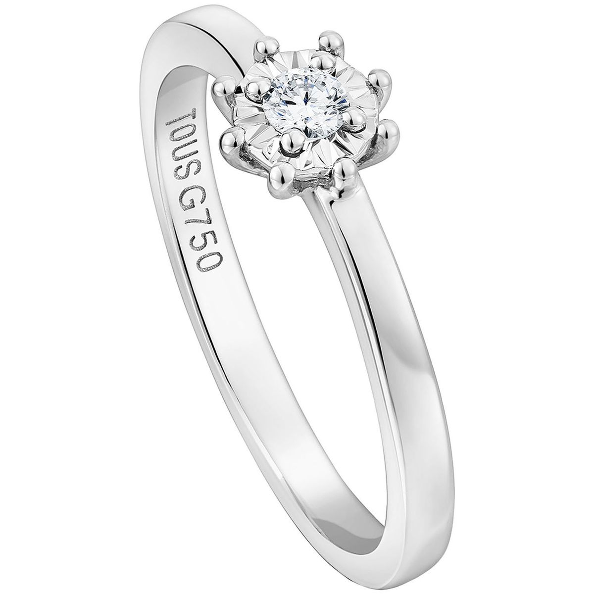 TOUS - Anillo Les Classiques rosetón pequeño de Oro blanco y Diamantes