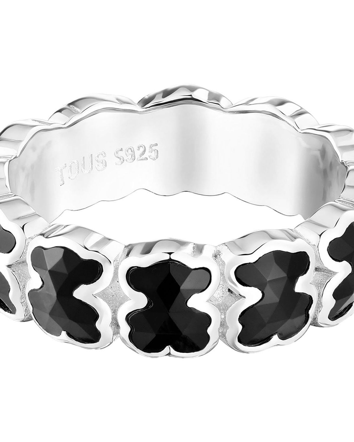 Anillo mediano de plata y osos en ónix Icon Color TOUS