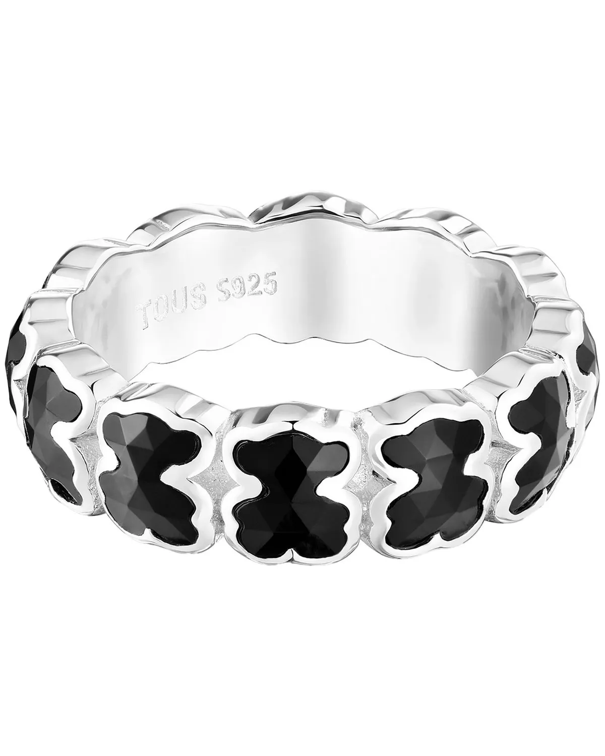 Anillo mediano de plata y osos en ónix Icon Color TOUS