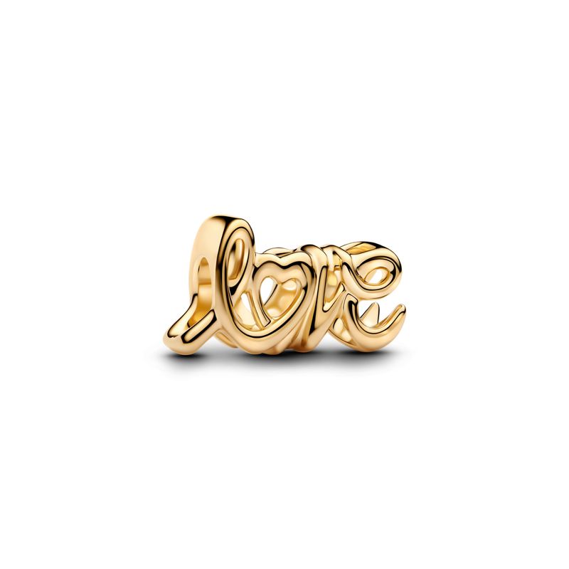 PANDORA - Charm Pandora Love Escrito a Mano Recubrimiento en Oro