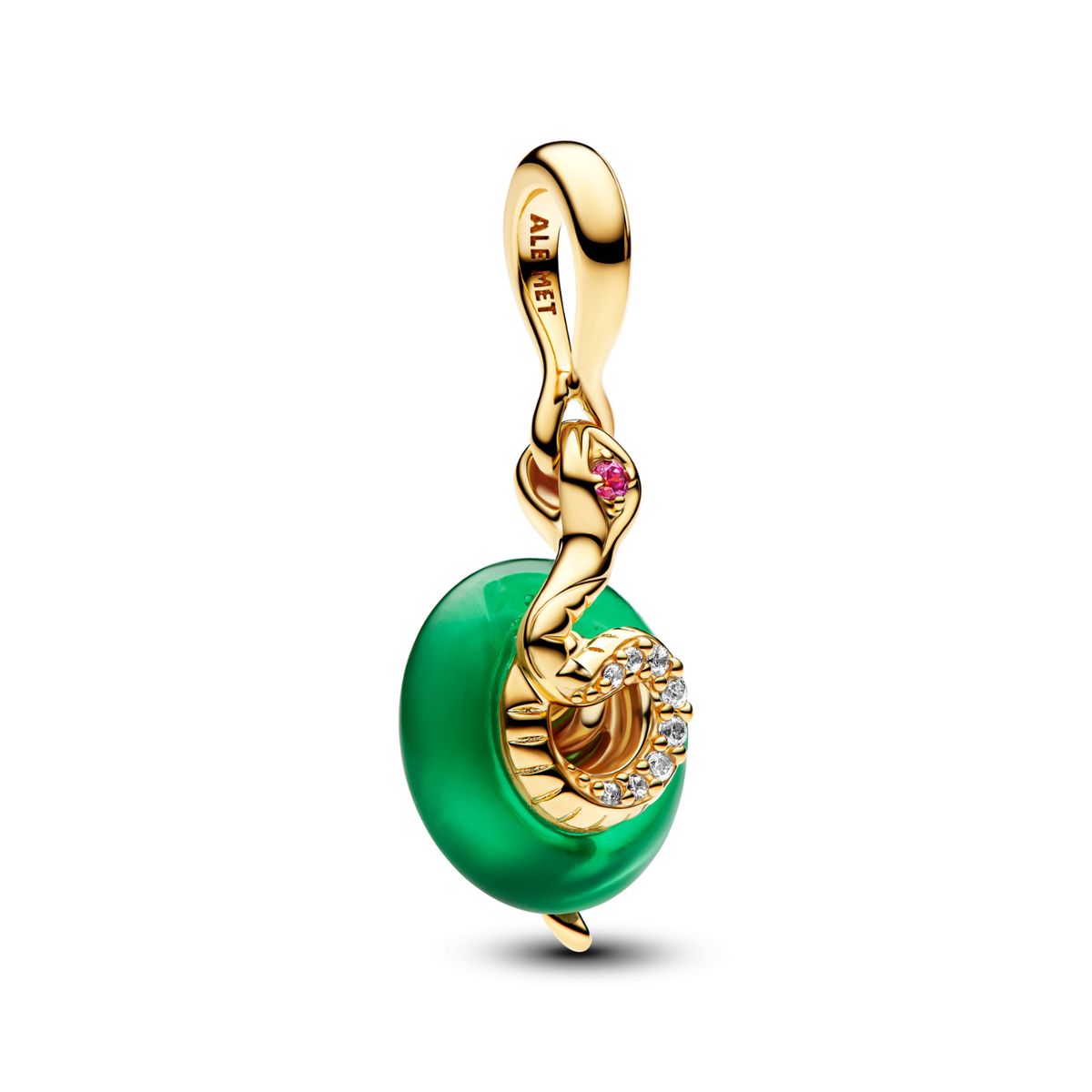 PANDORA - Charm Pandora Serpiente Verde de Cristal de Murano Recubrimiento en Oro