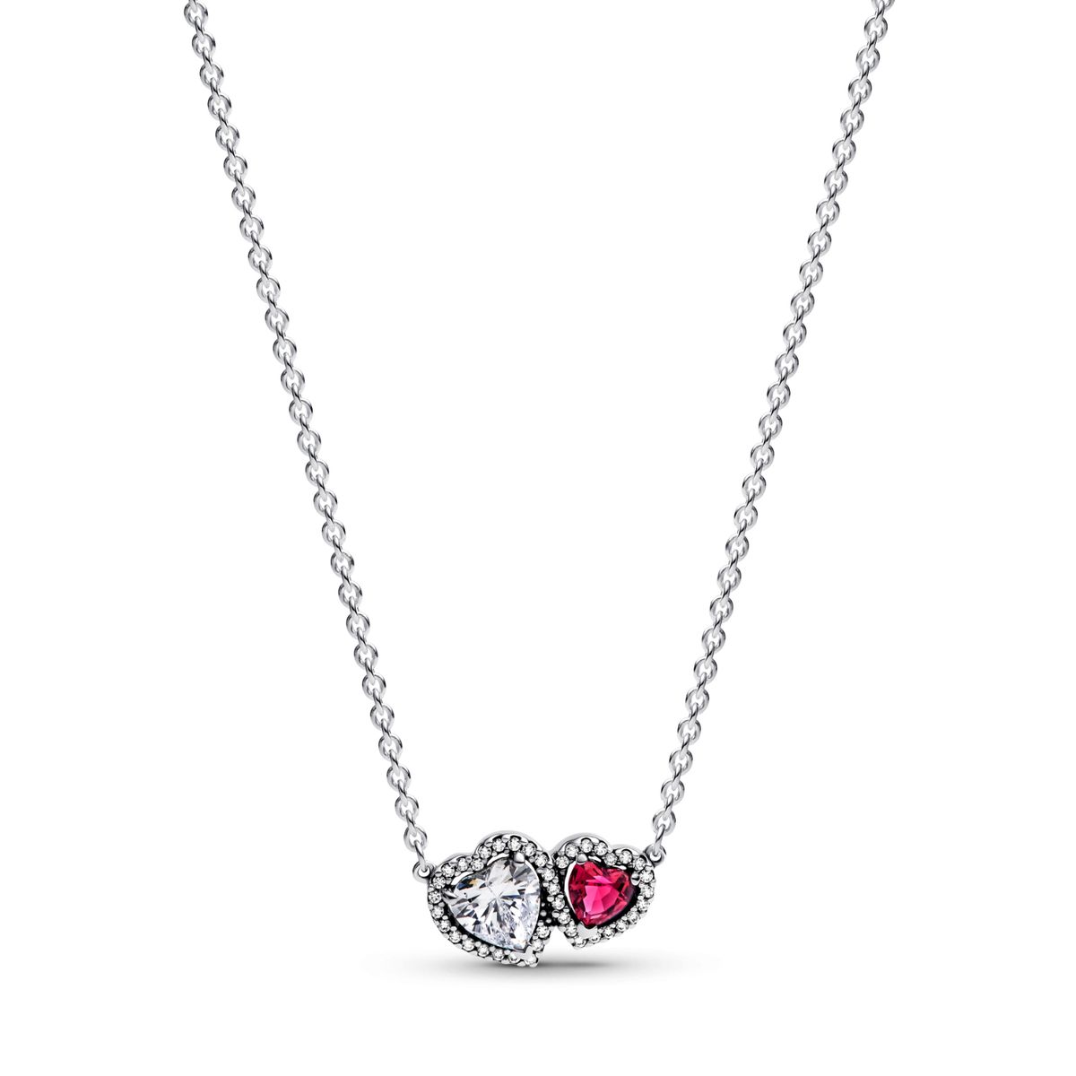 PANDORA - Collar Pandora Halo Corazones Plata Esterlina