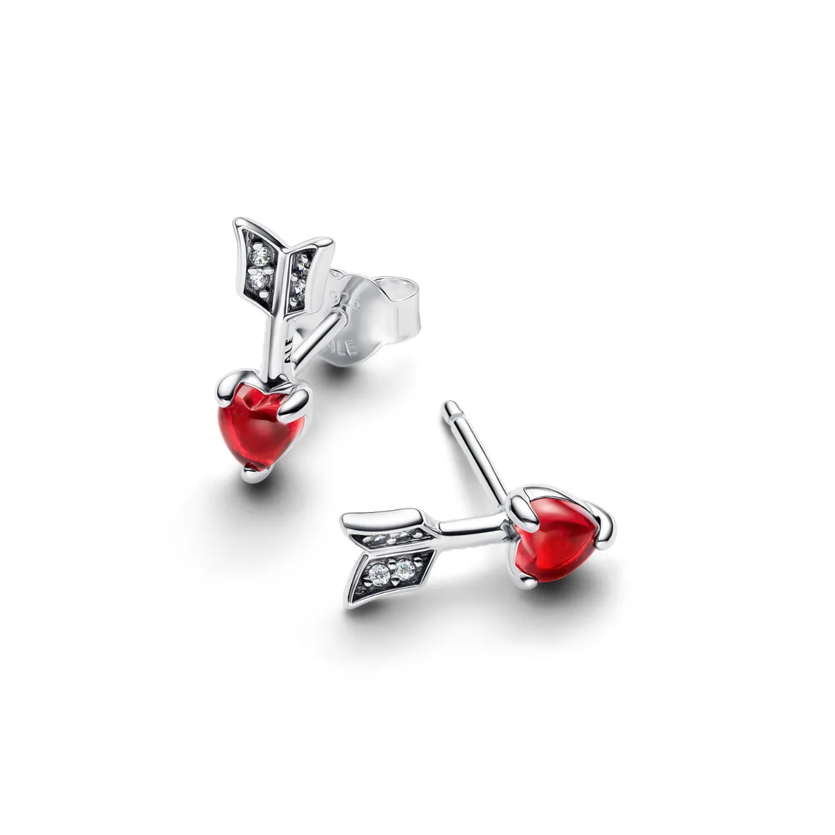 PANDORA - Aretes Pandora Flecha y Corazón Cristal de Murano Plata Esterlina