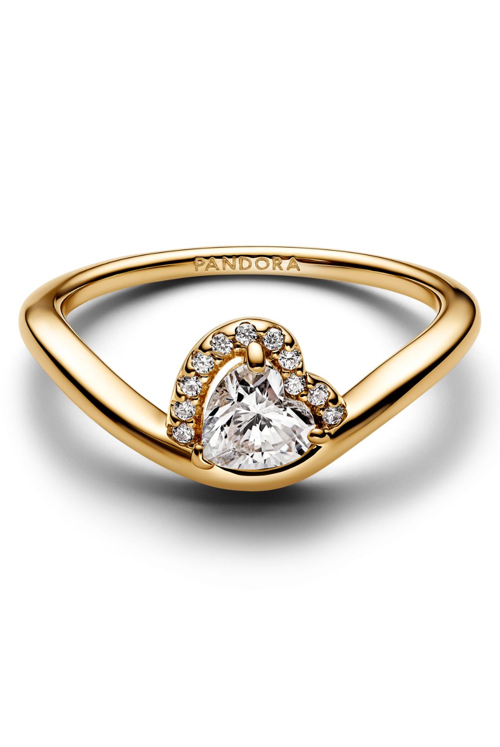 PANDORA - Anillo Pandora Corazón Ondulado Recubrimiento en Oro 