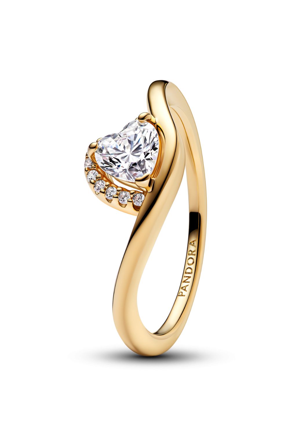 PANDORA - Anillo Pandora Corazón Ondulado Recubrimiento en Oro 