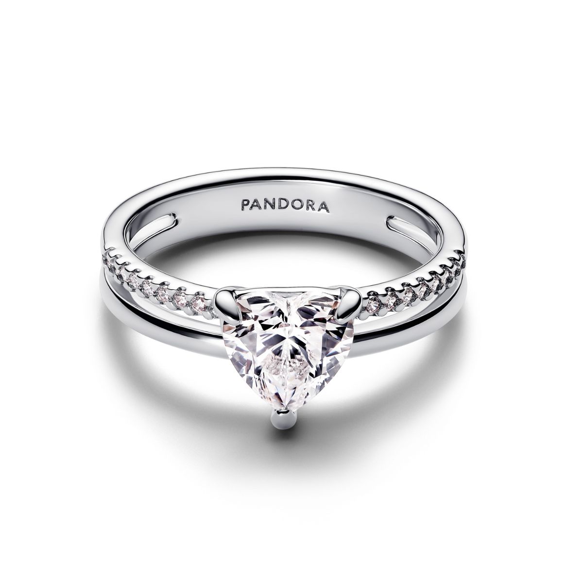 PANDORA - Anillo Pandora Corazón Doble Banda Plata Esterlina 